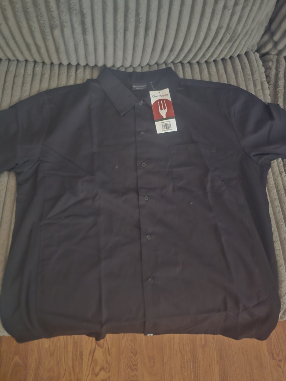 Chef Works Short-Sleeve Black Button Down Shirt